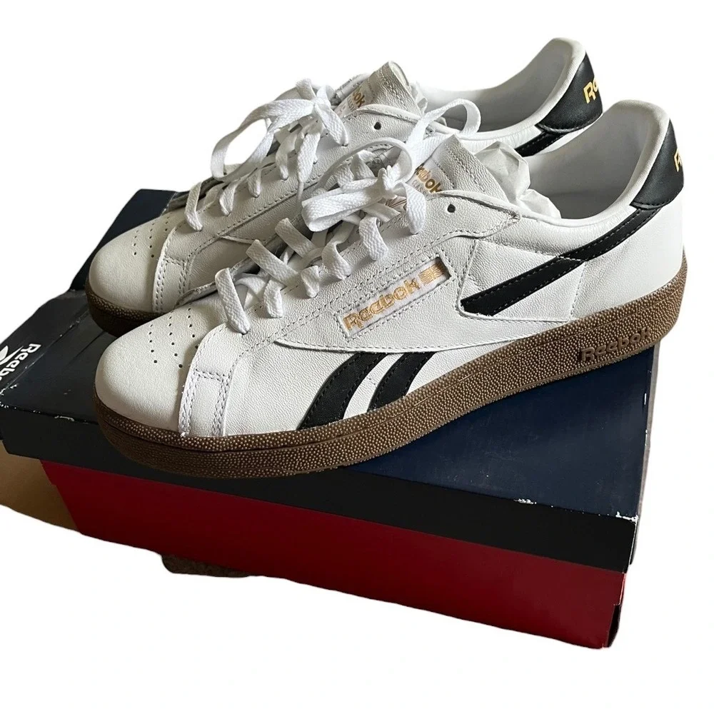 Reebok Club C Grounds UK White Black Gum Leather Sneakers 100202325 Mens 11 New